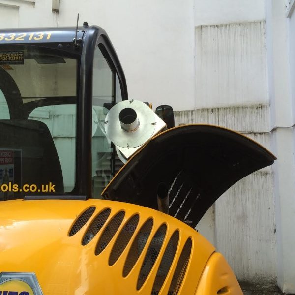 Diesel Exhaust Filter attached to a Digger on Hire