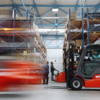 MI25G Gas Forklift on hire in warehouse