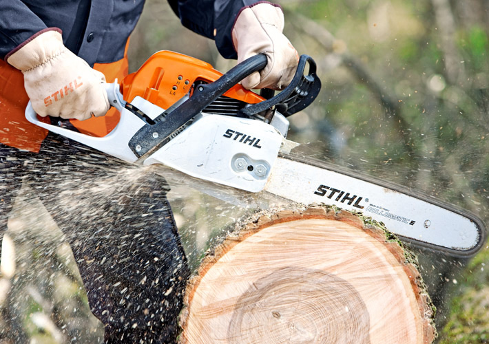 Chainsaw in use
