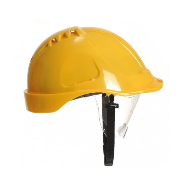 JSP Safety Helmet & Vision Visor Yellow PW55