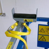 Deck Rail attached to scissor lift