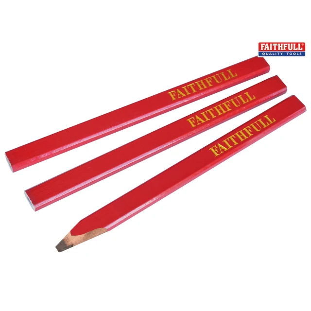Red Carpenter's Pencils Medium Pack of 3