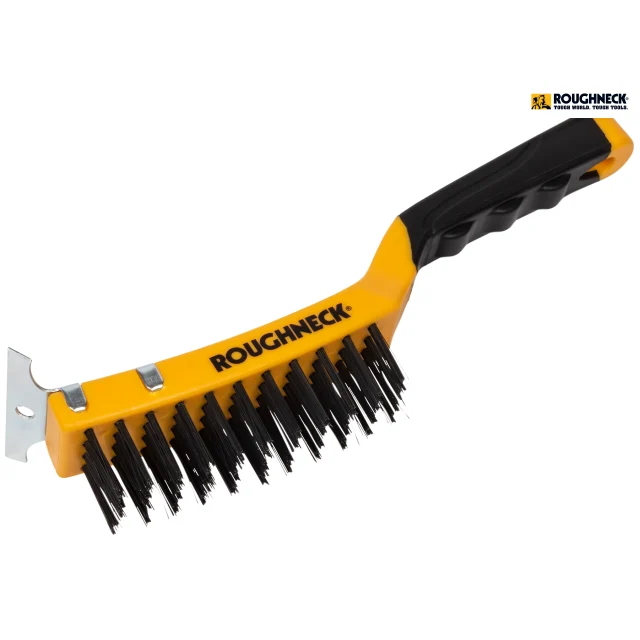 Carbon Steel Wire Brush Soft Grip with Scraper 300mm