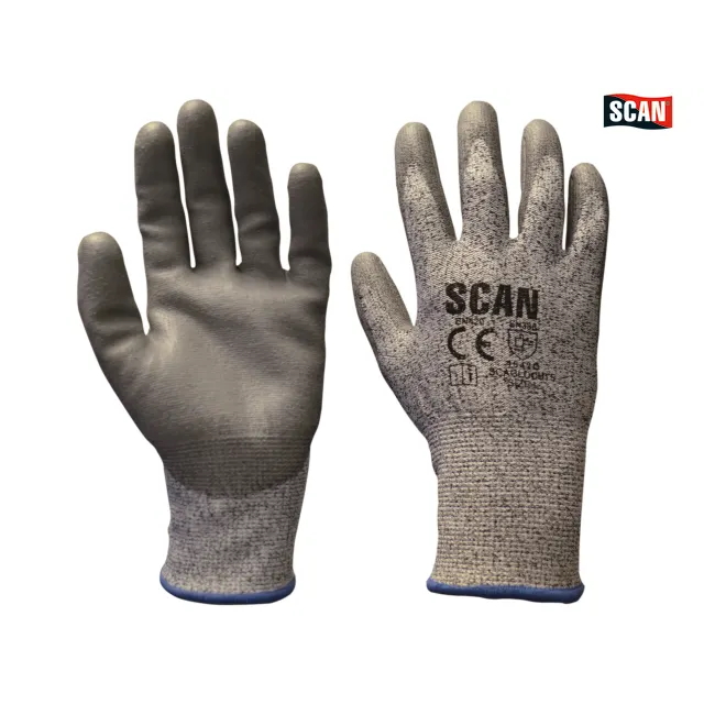 Grey PU Coated Cut 5 Gloves - L (Size 9)