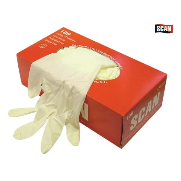 Box of 100 Large Latex Examination Gloves