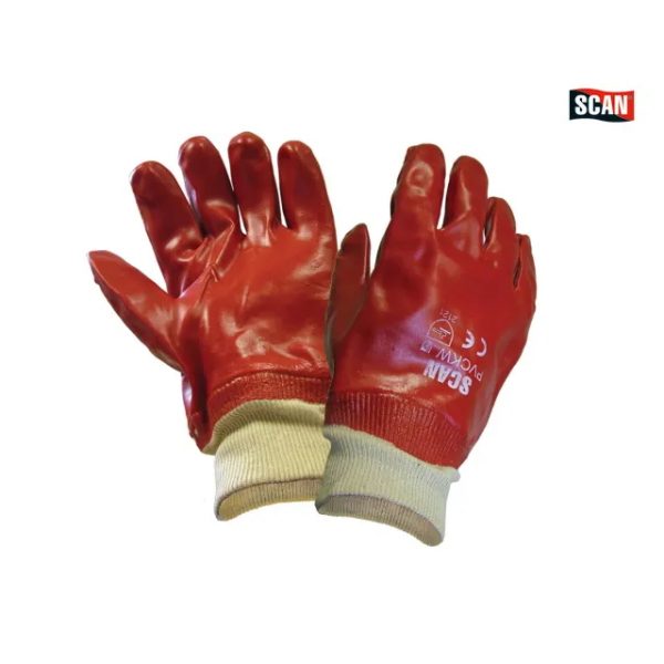 PVC Knitwrist Gloves - L (Size 9)