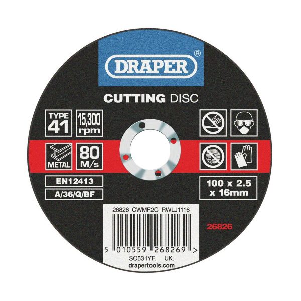 100 x 2.5 x 16mm Draper Flat Metal Cutting Disc