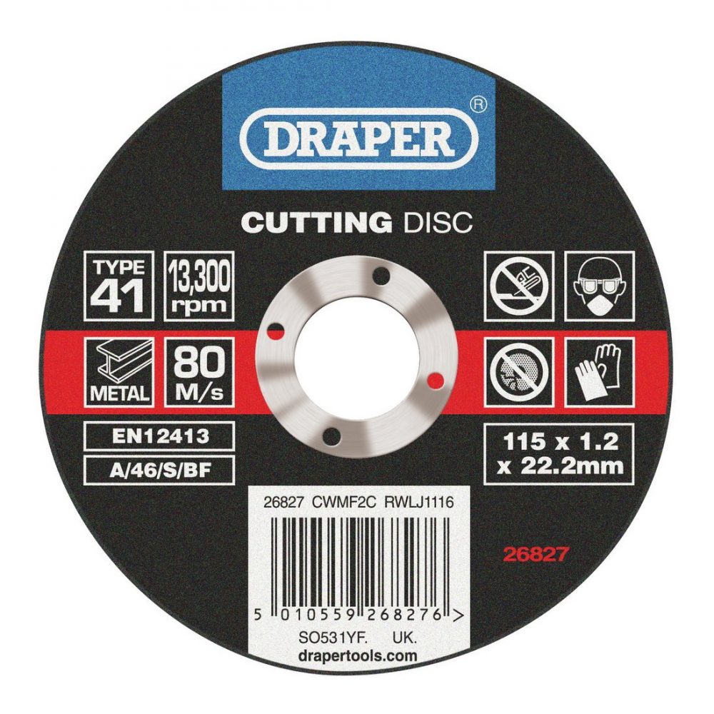115 x 1.2 x 22.2mm Draper Flat Metal Cutting Disc