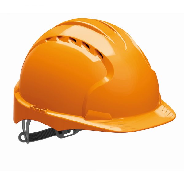 Orange Vented Safety Helmet with Slip Ratchet