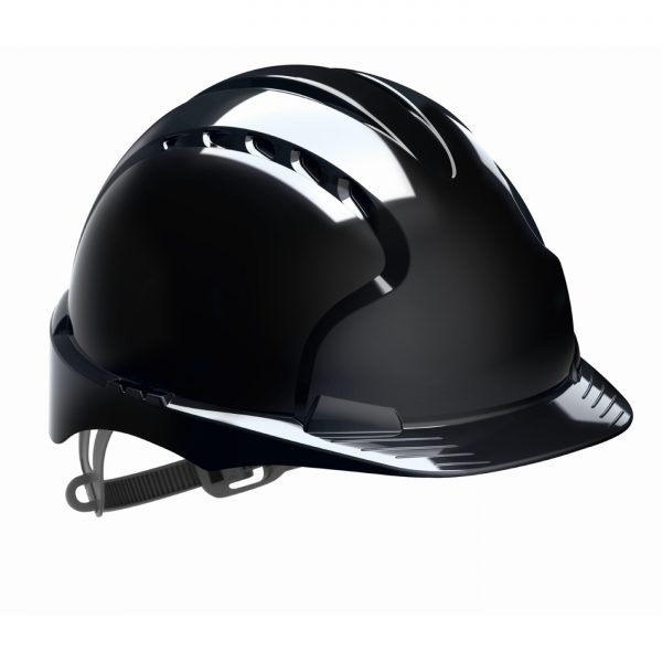 Evo OneTouch Black Vented Safety Helmet - Slip Ratchet