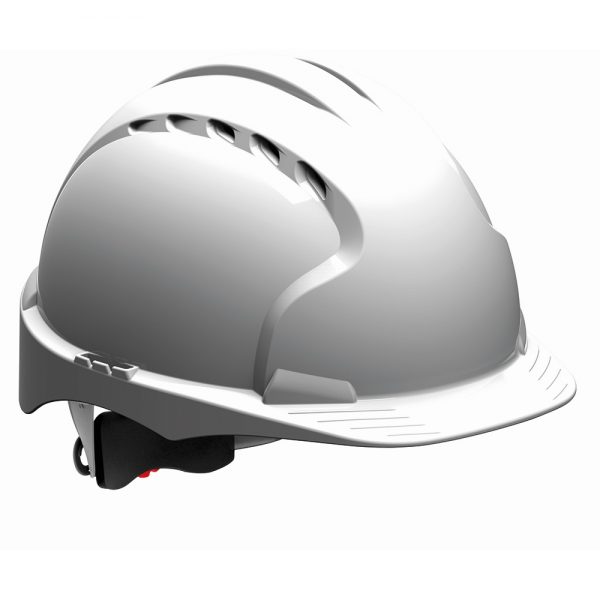 EVO White Safety Helmet - Wheel vented, mid peak.