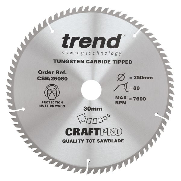 Trend Craft Pro Circular Saw Blade 250mm x 80T
