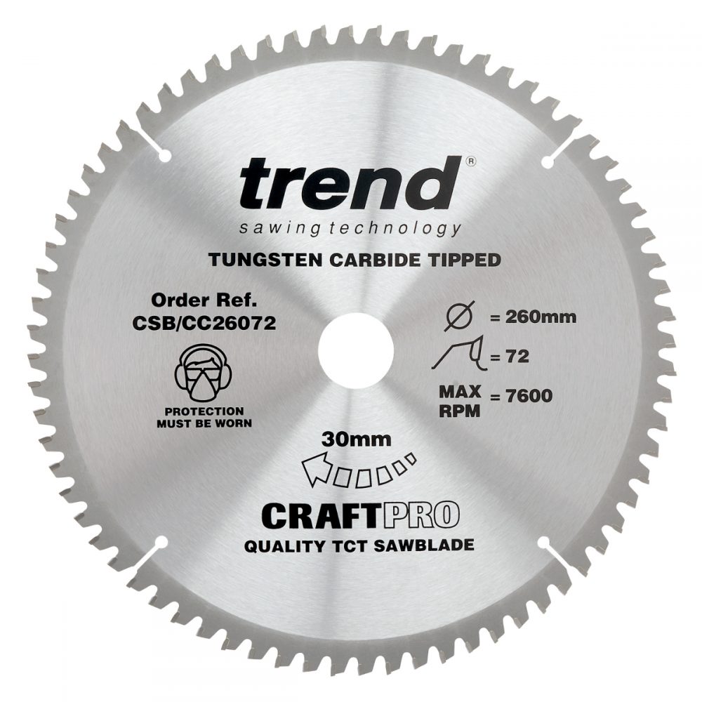 Trend Craft Pro Circular Saw Blade 260mm x 72T