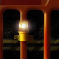 Side Mounted Amber Safety Light on hire at night